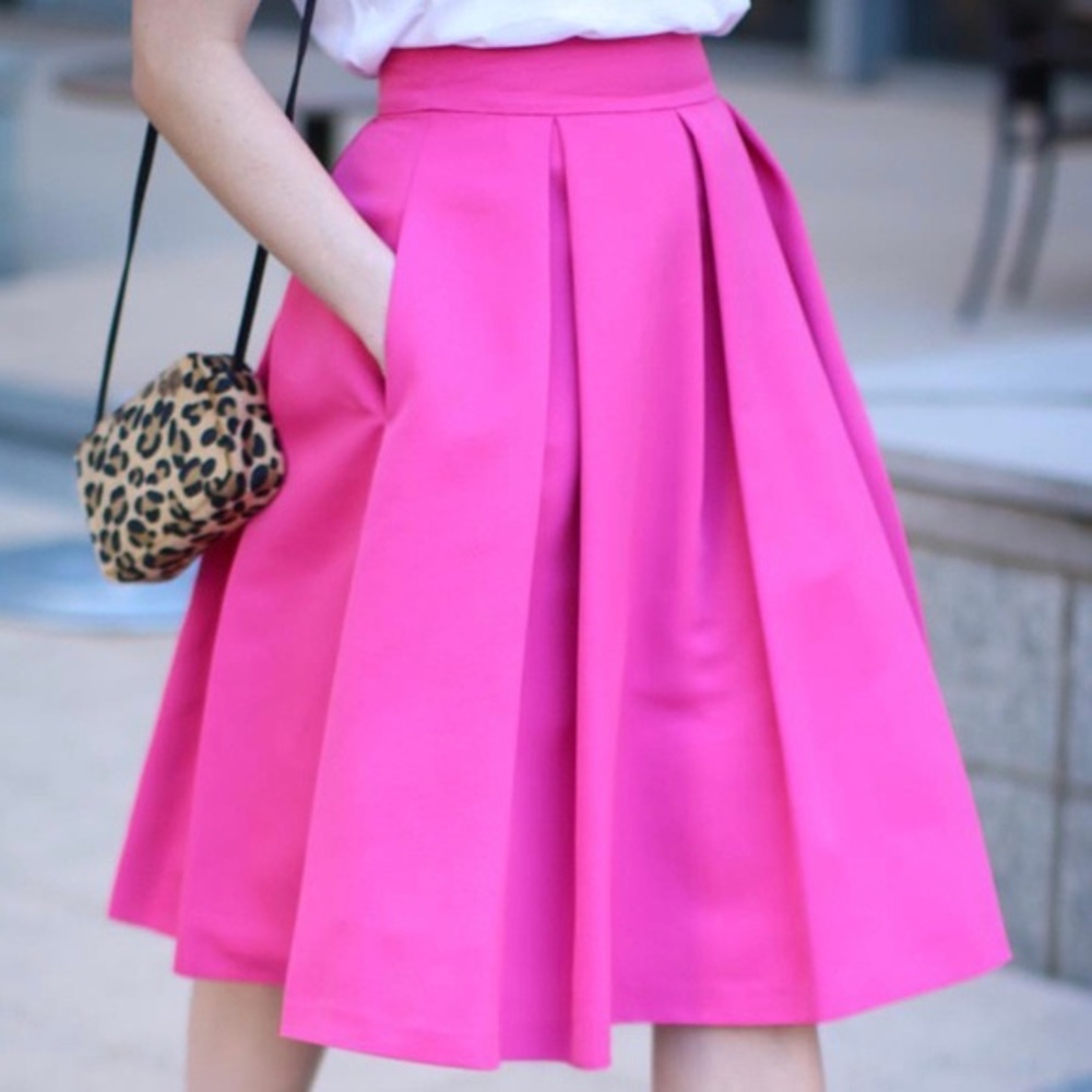Eliza J Hot Pink Pleated Skirt